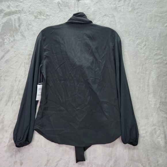 Bar III Blouse Womens XS Black Suit Separates Tie Neck Long Sleeve Career Top - Picture 8 of 8